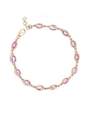 Lavender Marquise 14K (Custom) Yellow Gold Link Bracelet